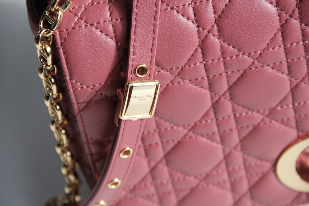 Large Dior Caro Bag Cherry Pink Supple Cannage Calfskin